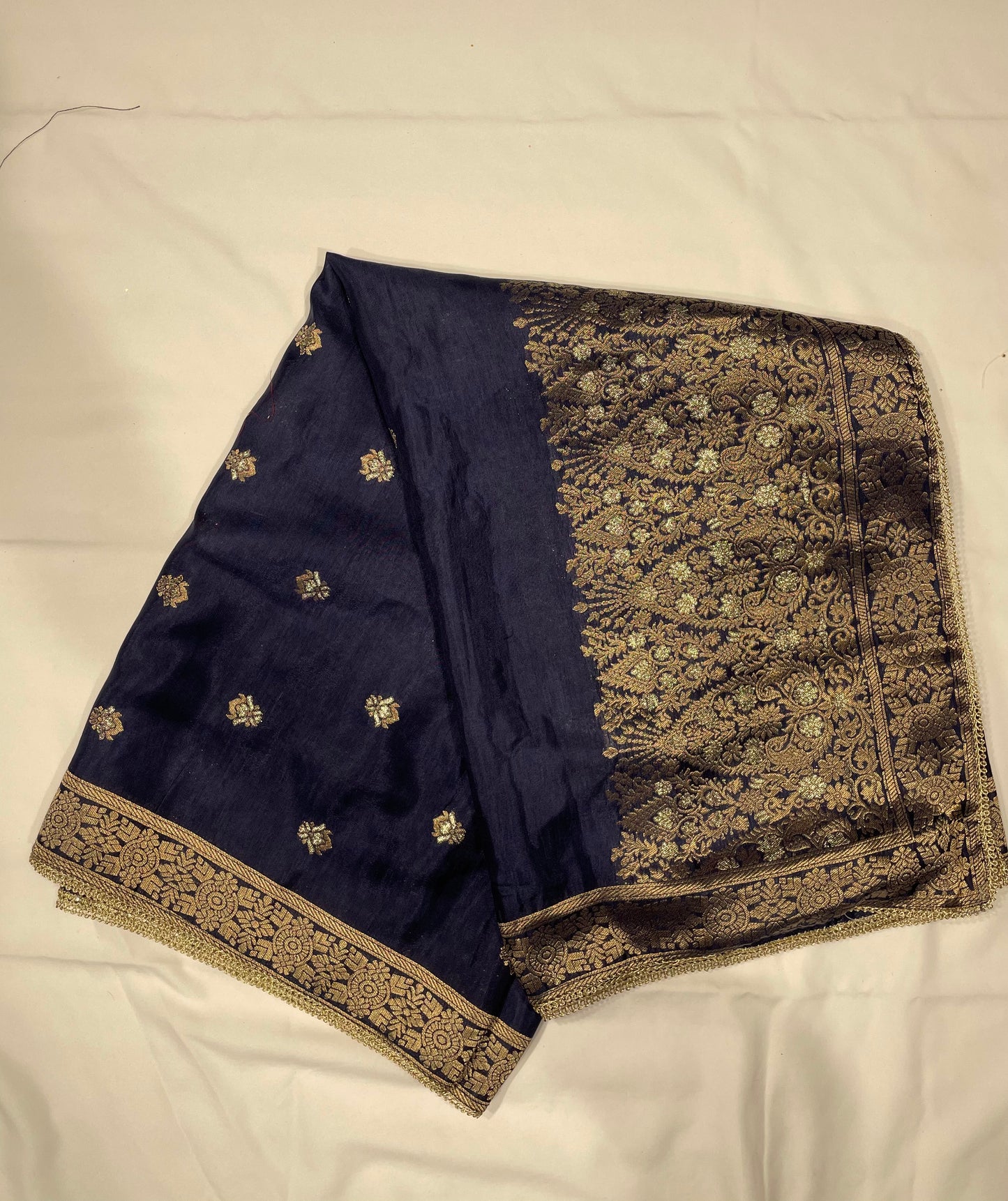 Navy Blue Banarsi Unstitched Salwar Suit