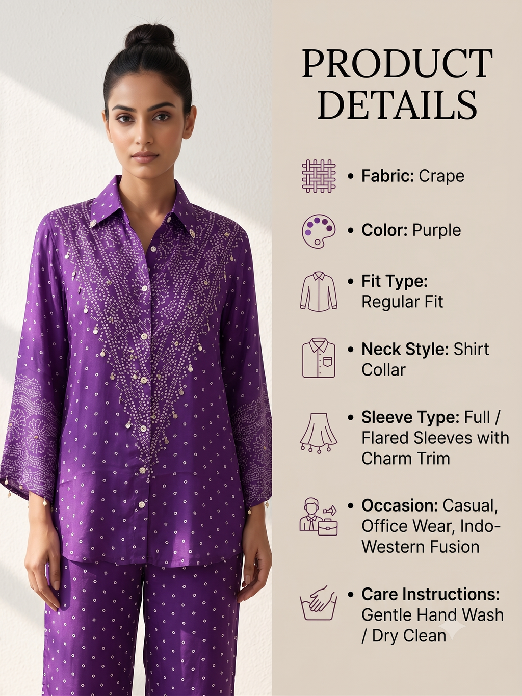 Premium Purple Women's Office Shirt
