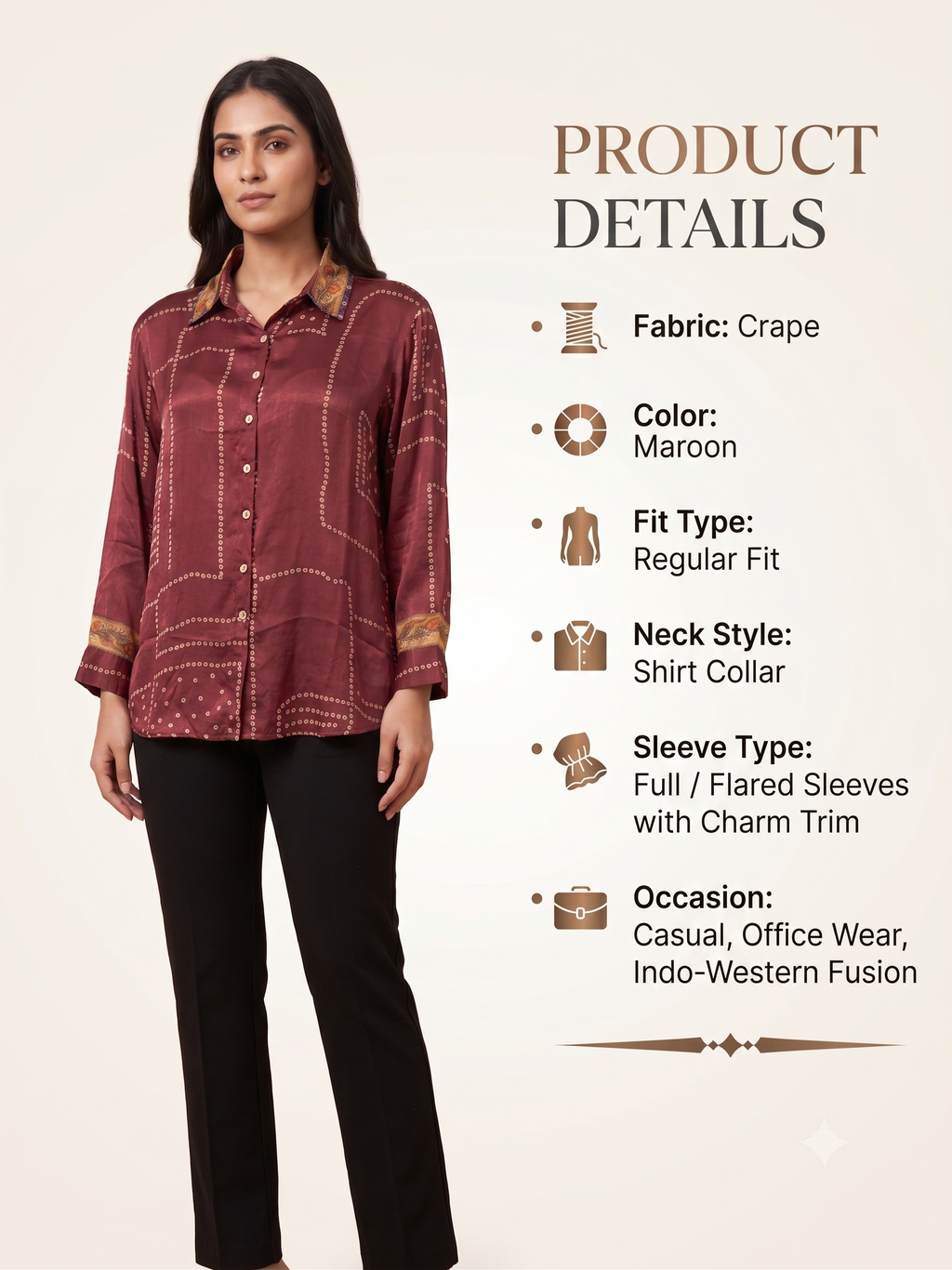 Premium Maroon Women's Office Shirt